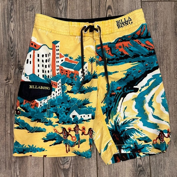Billabong Men's Hawaiian Print Boardshorts - Size 30 - Picture 1 of 8
